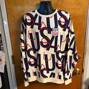 NWT Men's Cream USMNT Allover Print Pullover Sweatshirt Size XXL